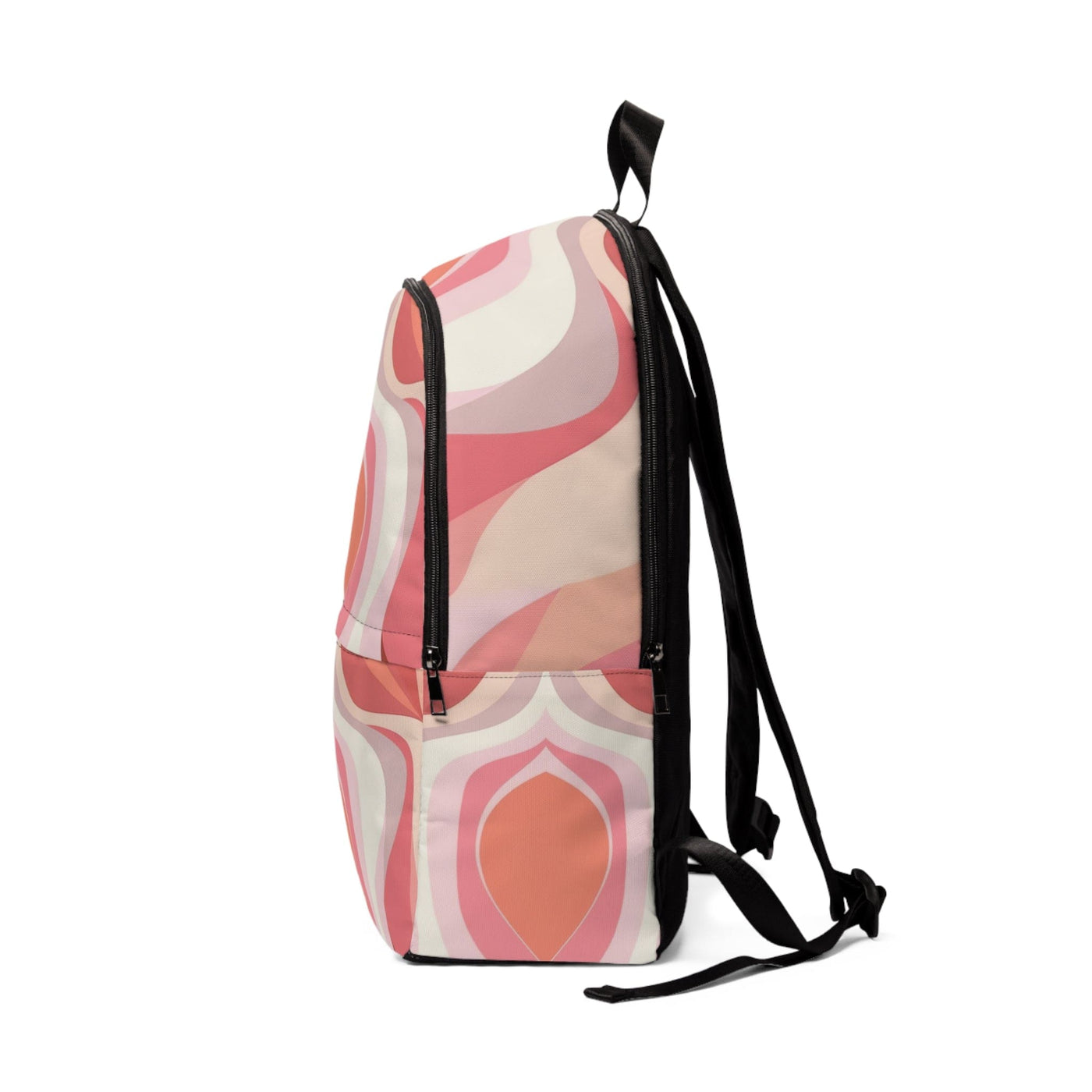 Fashion Backpack Waterproof Boho Pink And White Contemporary Art Lined Pattern