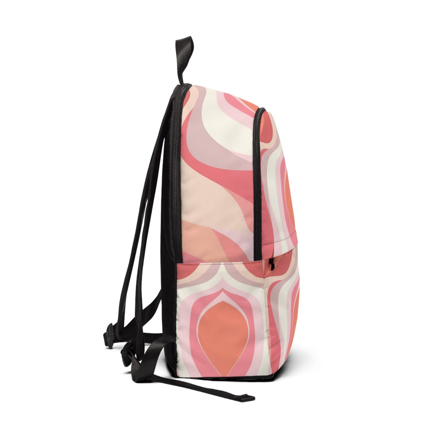 Fashion Backpack Waterproof Boho Pink And White Contemporary Art Lined Pattern