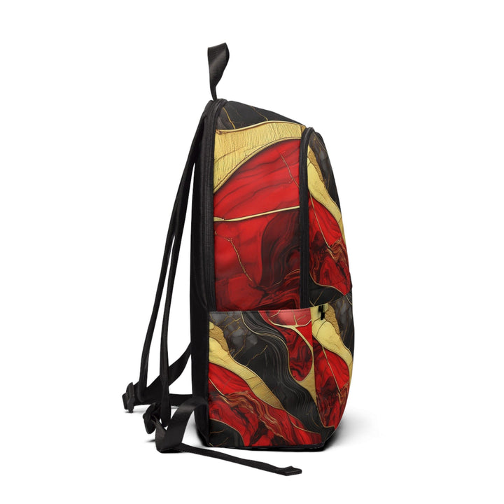 Fashion Backpack Waterproof Bold Red Gold Tones Print - Bags | Backpacks