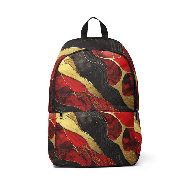 Fashion Backpack Waterproof Bold Red Gold Tones Print - Bags | Backpacks