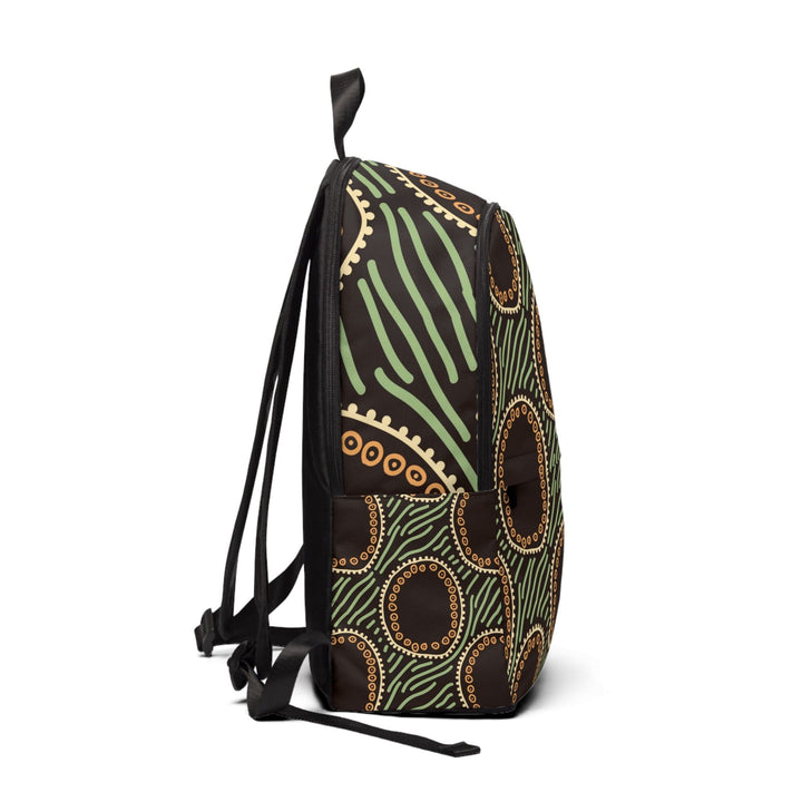 Fashion Backpack Waterproof Brown Green Geometric Lines - Bags | Backpacks