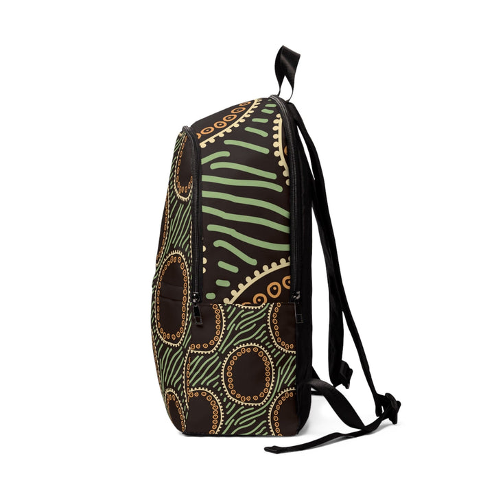 Fashion Backpack Waterproof Brown Green Geometric Lines - Bags | Backpacks