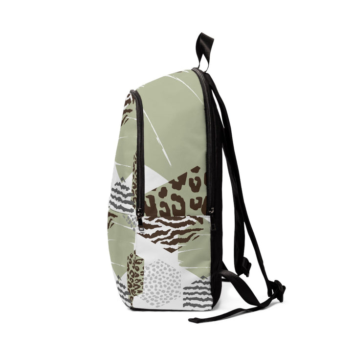 Fashion Backpack Waterproof Brown Green Grey Geometric Hexagon Print - Bags