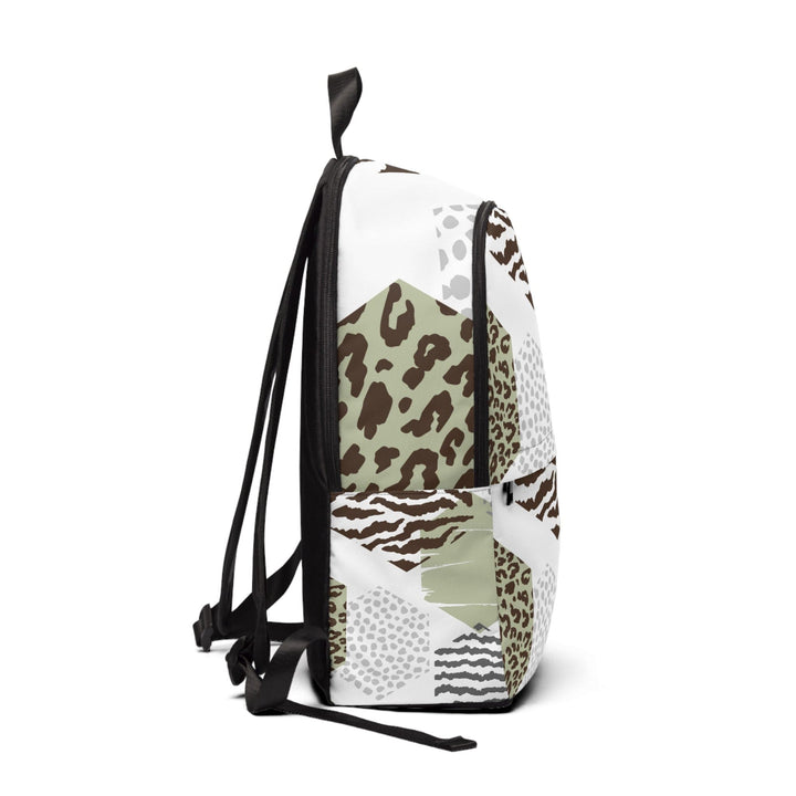 Fashion Backpack Waterproof Brown Green Grey Geometric Hexagon Print - Bags