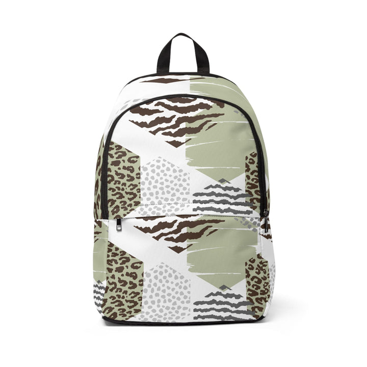 Fashion Backpack Waterproof Brown Green Grey Geometric Hexagon Print - Bags