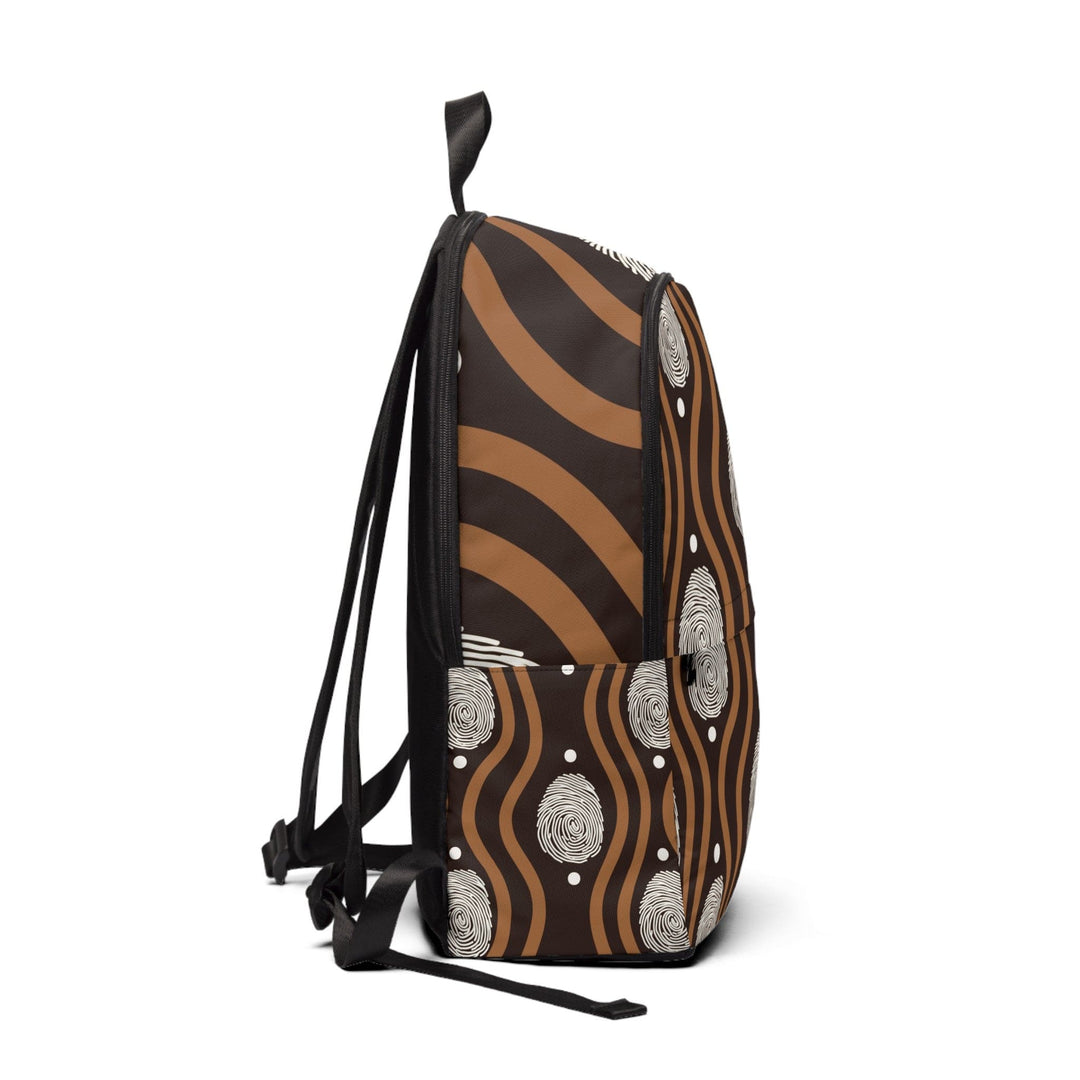 Fashion Backpack Waterproof Brown White Geometric Lines - Bags | Backpacks