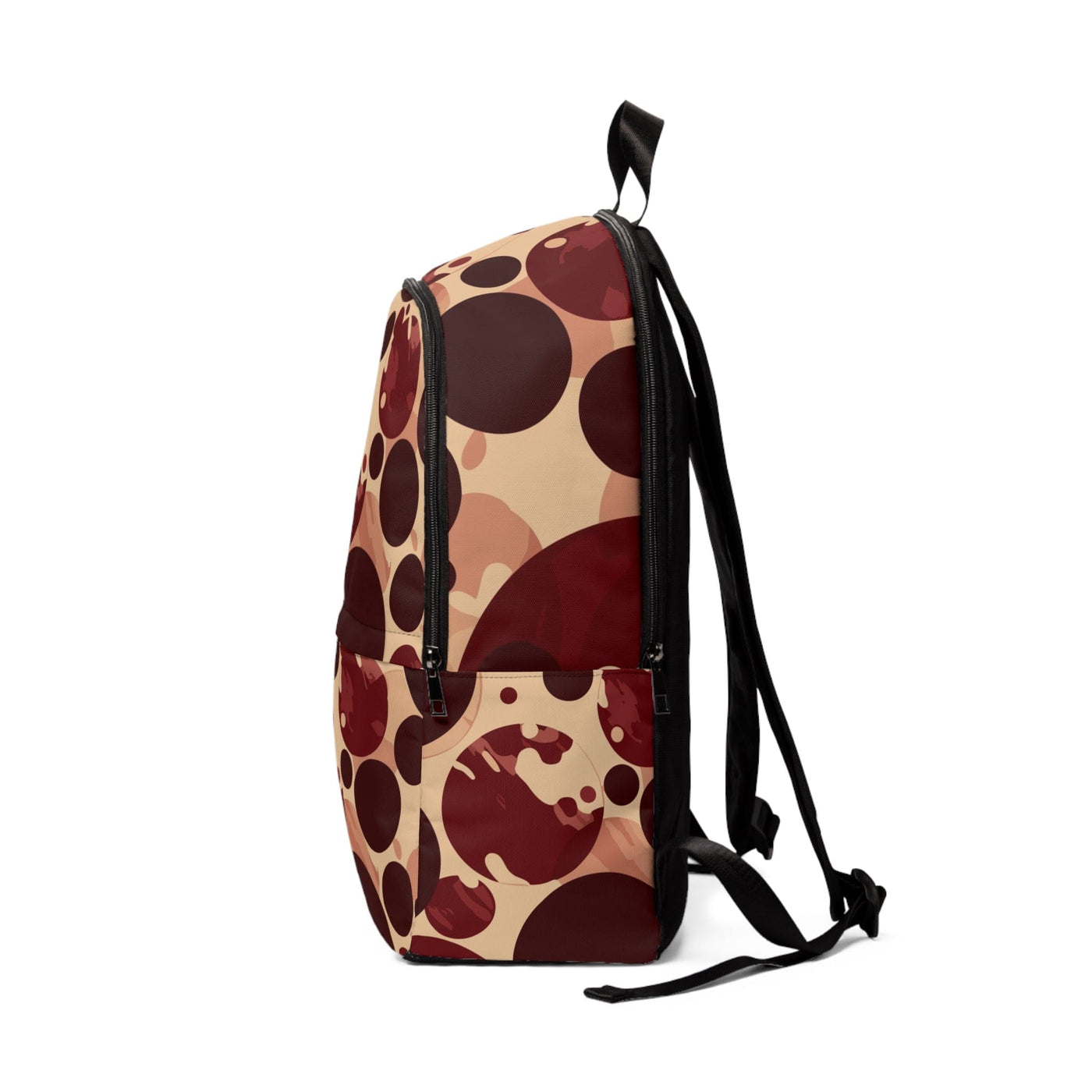 Fashion Backpack Waterproof Burgundy And Beige Circular Spotted Illustration