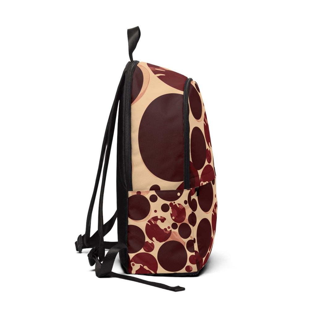 Fashion Backpack Waterproof Burgundy Beige Circular Print - Bags | Backpacks