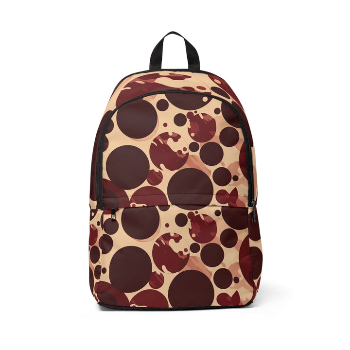 Fashion Backpack Waterproof Burgundy Beige Circular Print - Bags | Backpacks