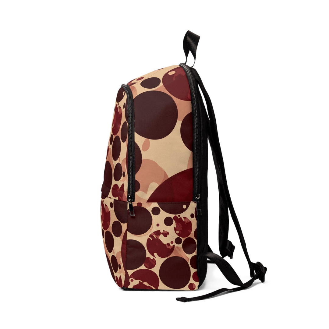 Fashion Backpack Waterproof Burgundy Beige Circular Print - Bags | Backpacks