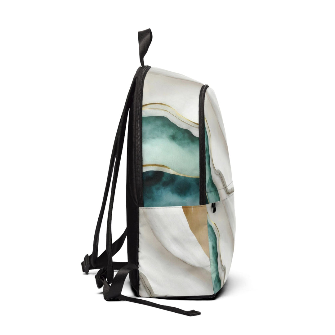 Fashion Backpack Waterproof Cream White Green Marbled Print - Bags | Backpacks