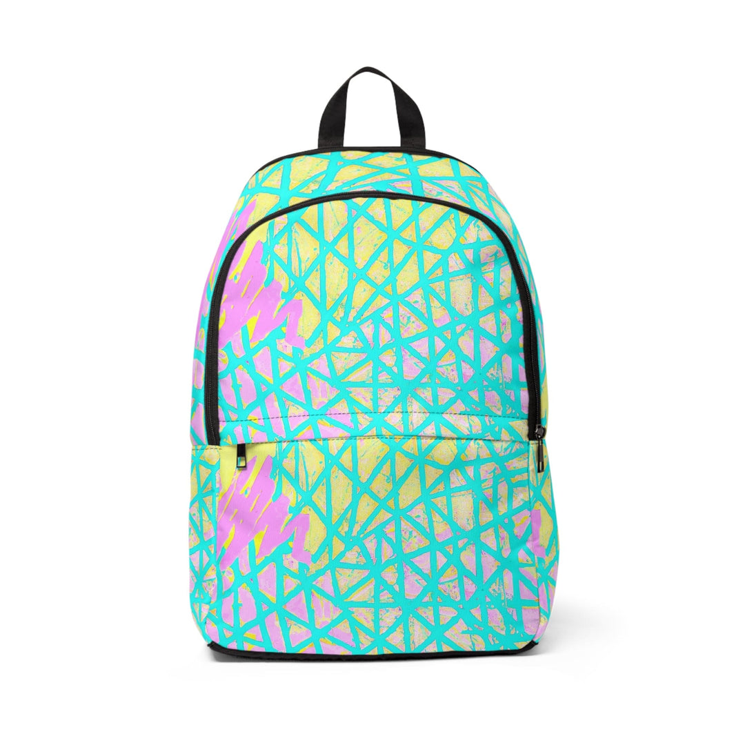 Fashion Backpack Waterproof Cyan Blue Lime Green and Pink Pattern - Bags