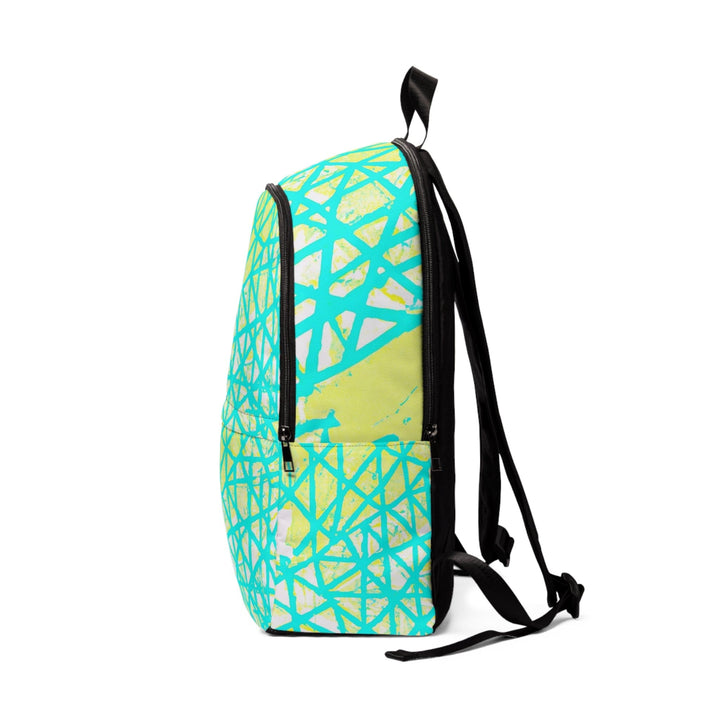 Fashion Backpack Waterproof Cyan Blue Lime Green and White Pattern - Bags