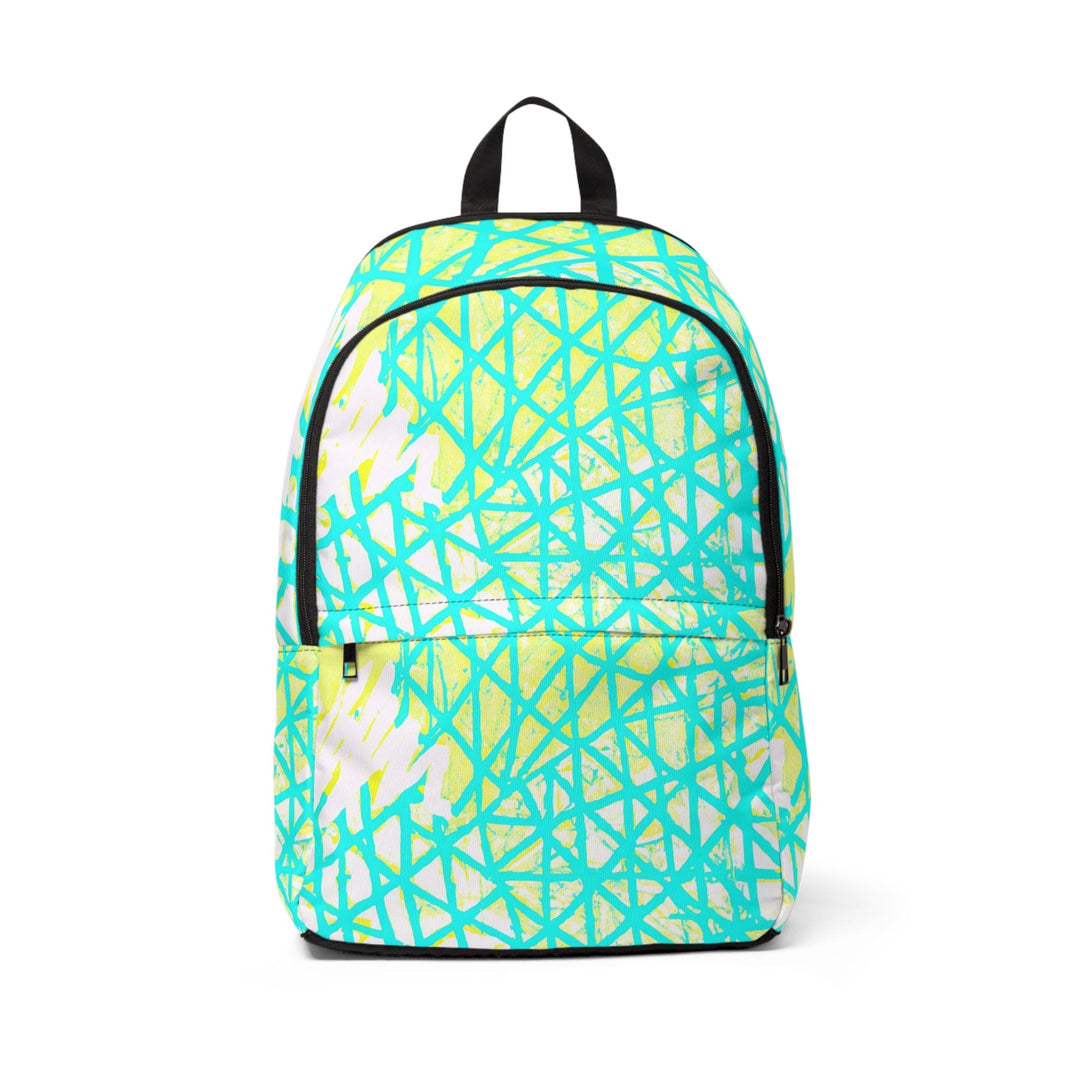 Fashion Backpack Waterproof Cyan Blue Lime Green and White Pattern - Bags