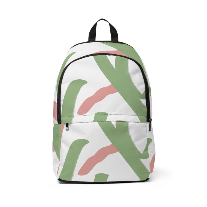 Fashion Backpack Waterproof Green Mauve Abstract Brush Stroke Pattern - Bags