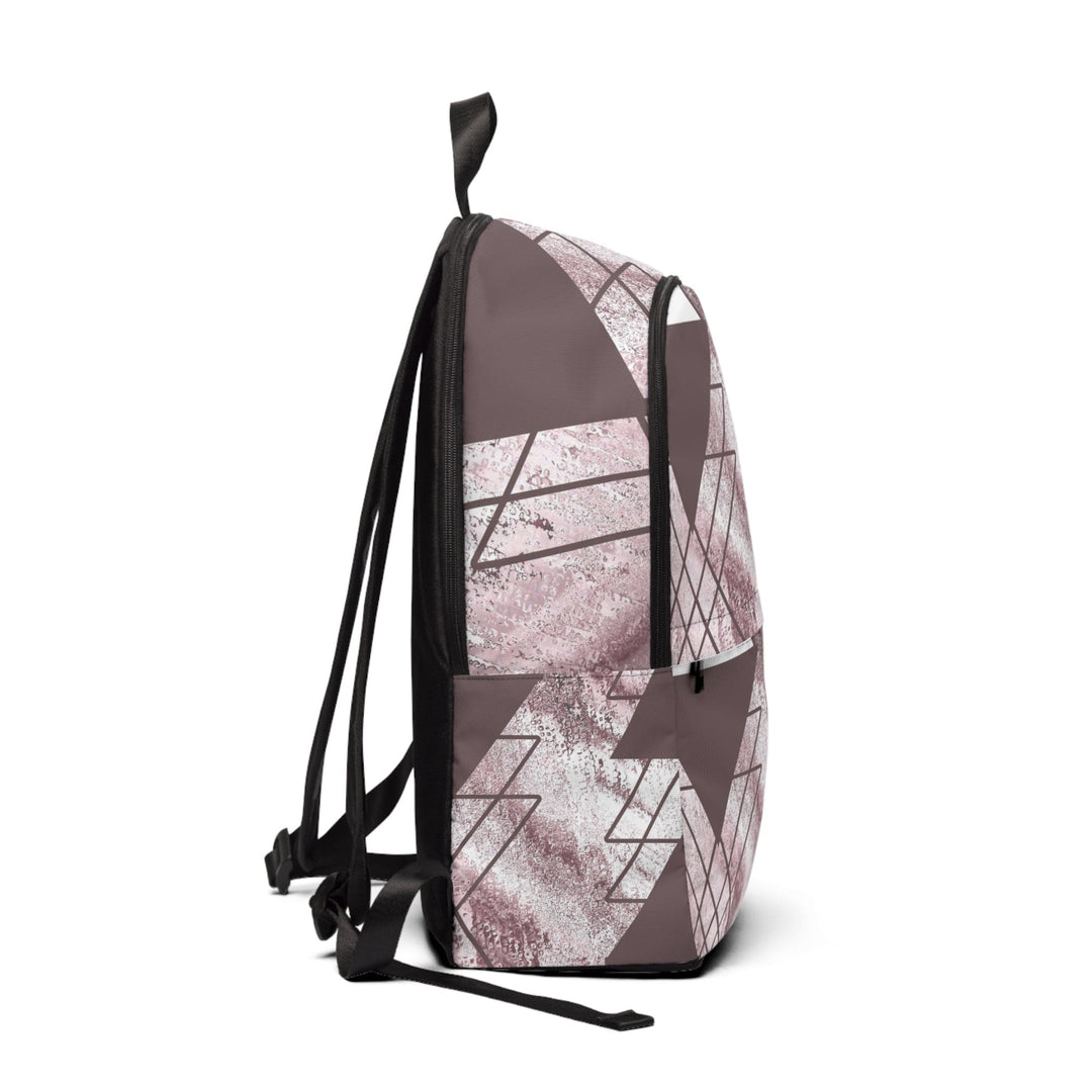 Fashion Backpack Waterproof Mauve Rose and White Triangular Colorblock