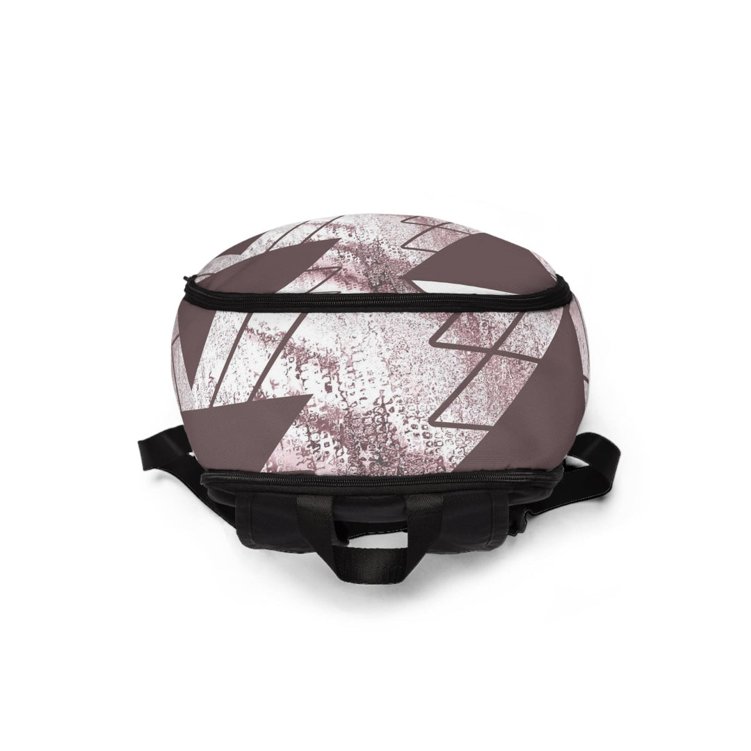 Fashion Backpack Waterproof Mauve Rose and White Triangular Colorblock