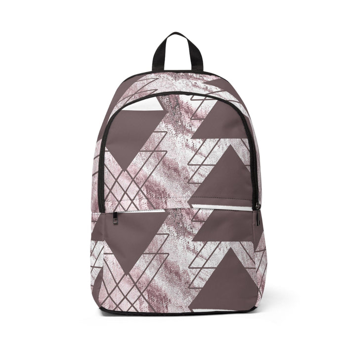 Fashion Backpack Waterproof Mauve Rose and White Triangular Colorblock