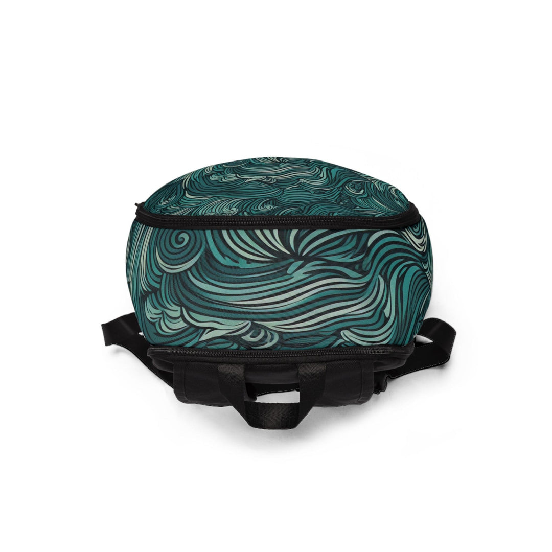 Fashion Backpack Waterproof Mint Green Water Wave Print - Bags | Backpacks