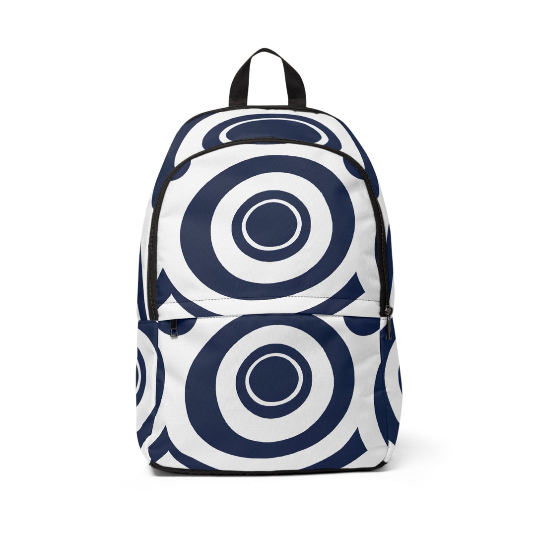 Fashion Backpack Waterproof Navy Blue and White Circular Pattern - Bags