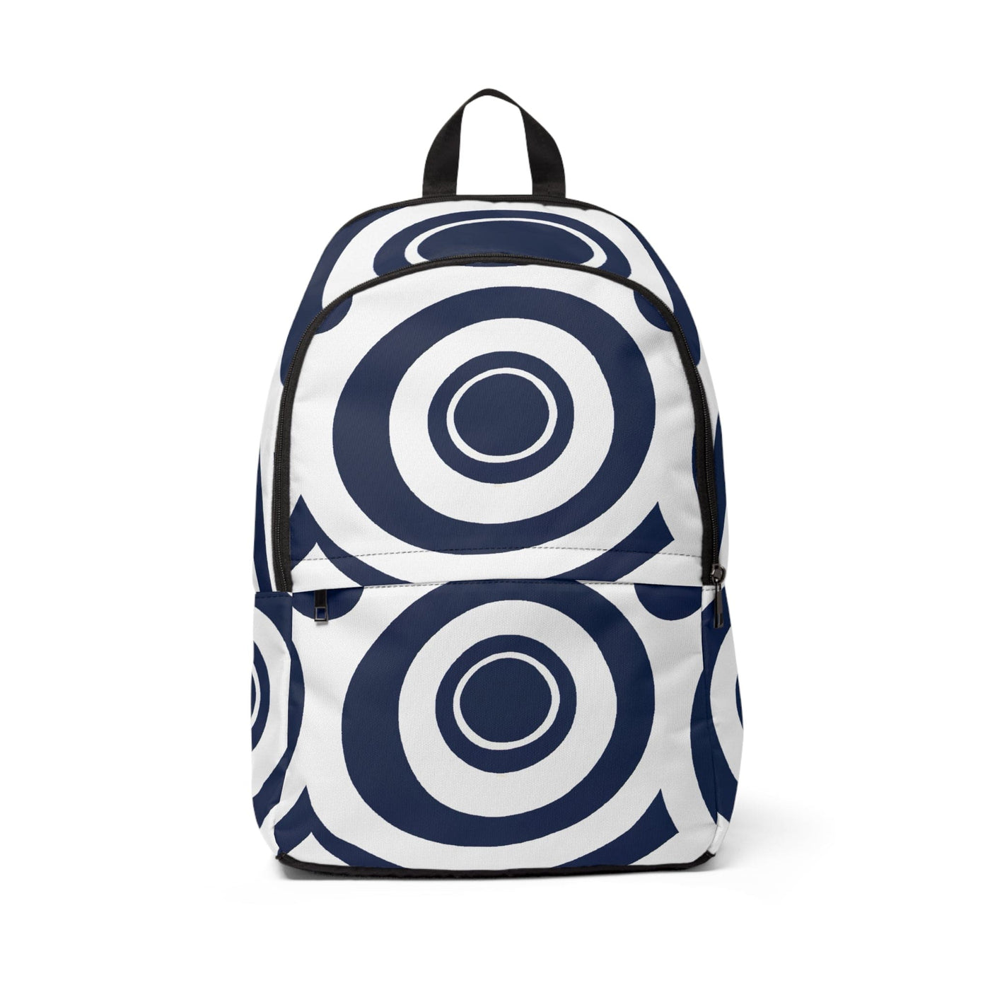 Fashion Backpack Waterproof Navy Blue And White Circular Pattern - Bags