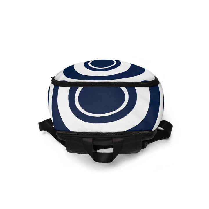 Fashion Backpack Waterproof Navy Blue and White Circular Pattern - Bags