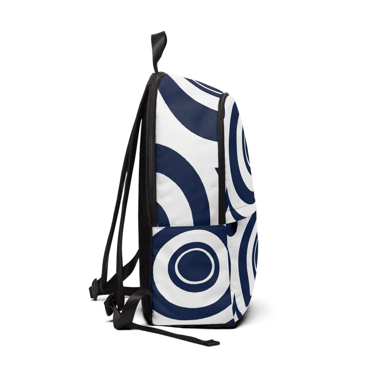 Fashion Backpack Waterproof Navy Blue and White Circular Pattern - Bags