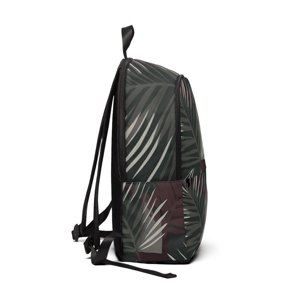 Fashion Backpack Waterproof Palm Tree Leaves Maroon Green Background Minimalist