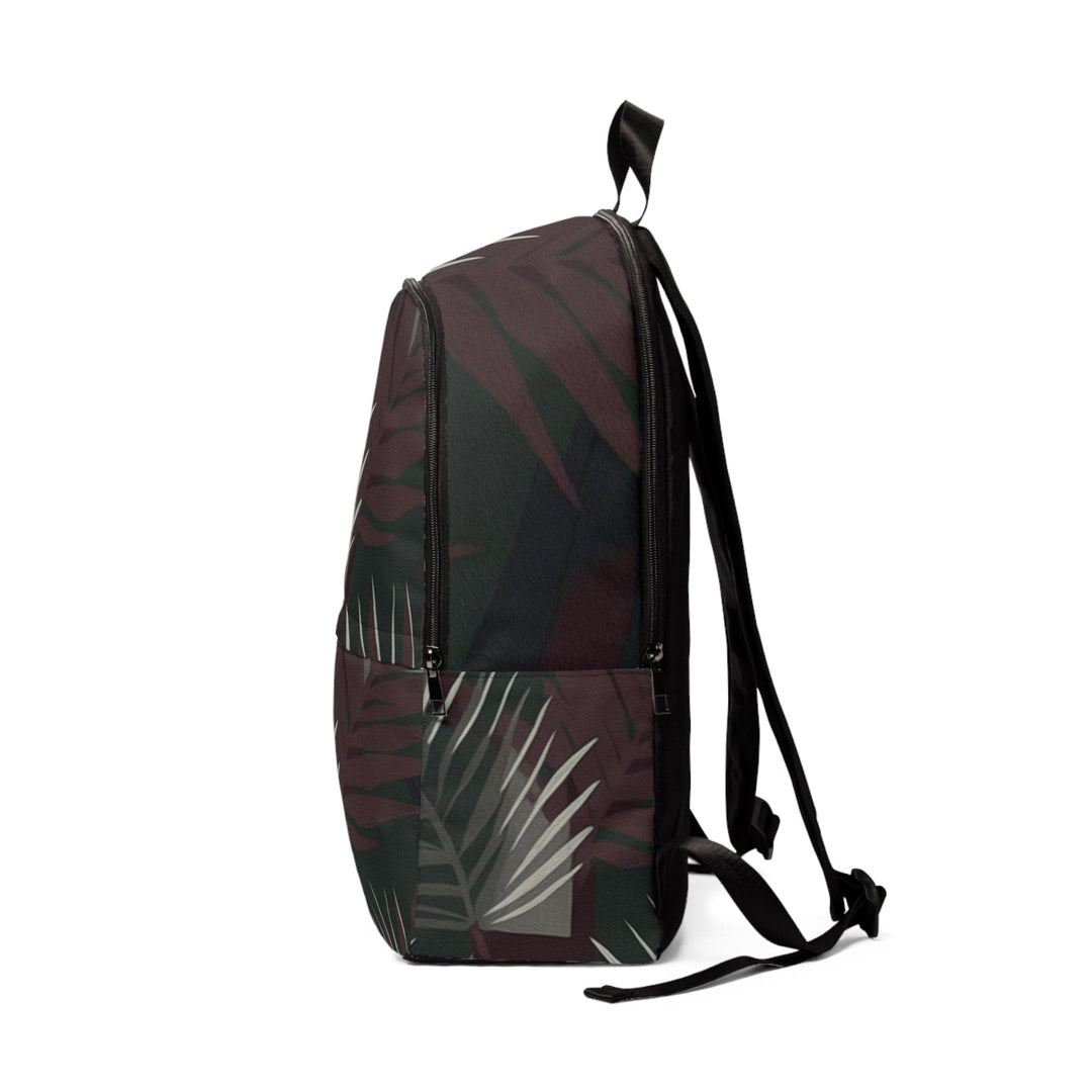 Fashion Backpack Waterproof Palm Tree Leaves Maroon Green Background Minimalist