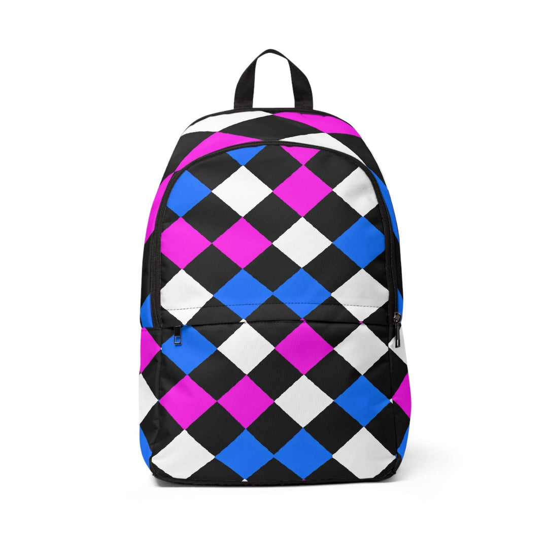 Fashion Backpack Waterproof Pink Blue Checkered Pattern - Bags | Backpacks