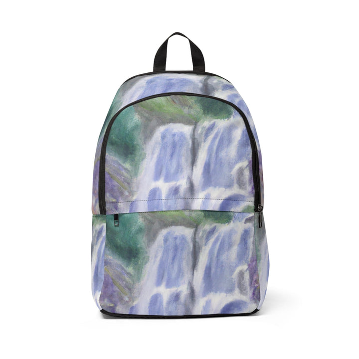 Fashion Backpack Waterproof Purple Watercolor Waterfall Green Landscape Nature