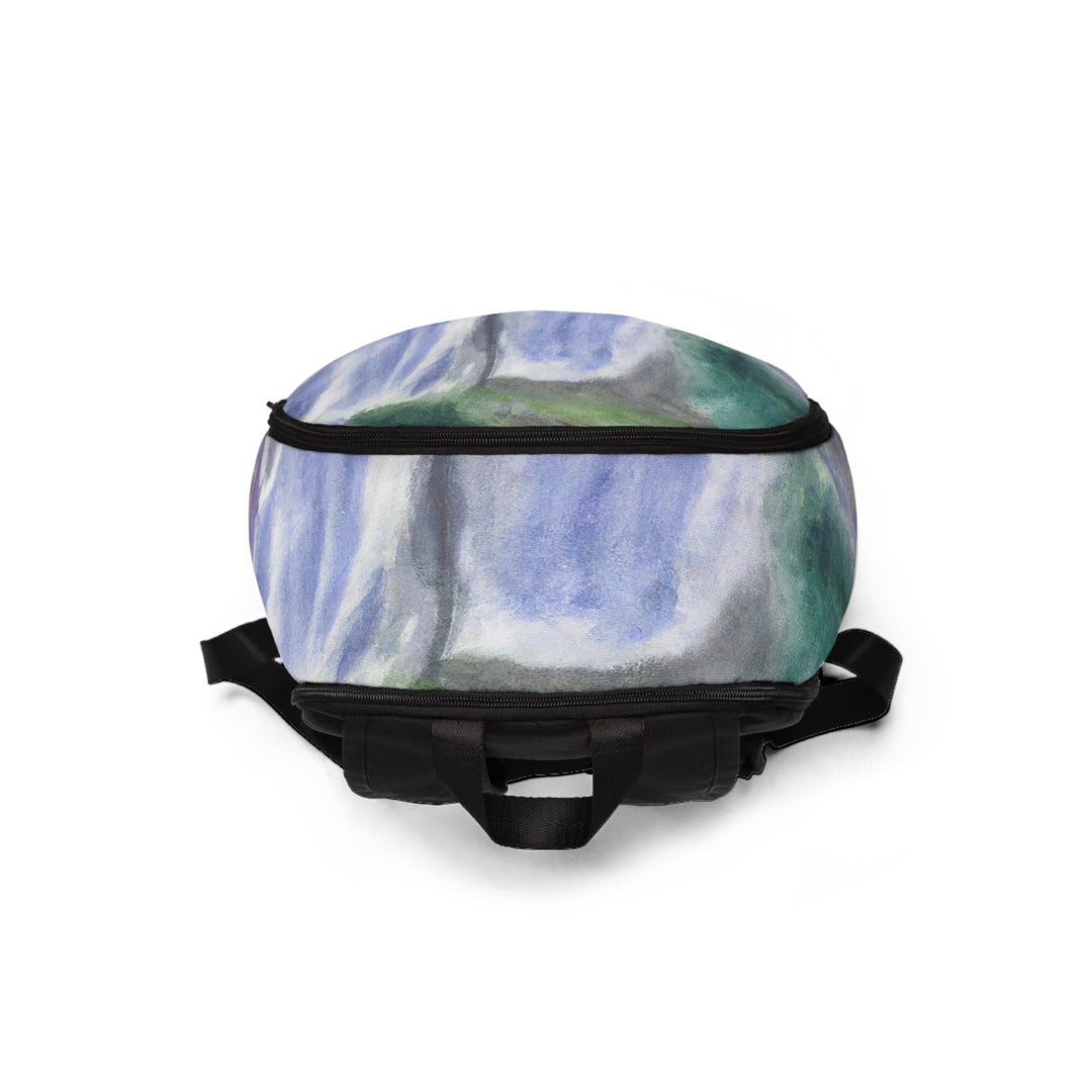 Fashion Backpack Waterproof Purple Watercolor Waterfall Green Landscape Nature