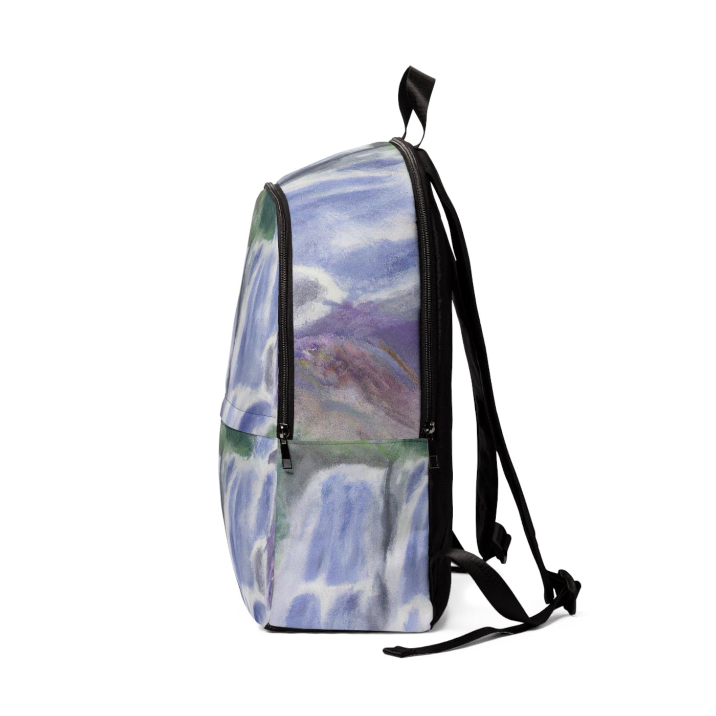 Fashion Backpack Waterproof Purple Watercolor Waterfall Green Landscape Nature