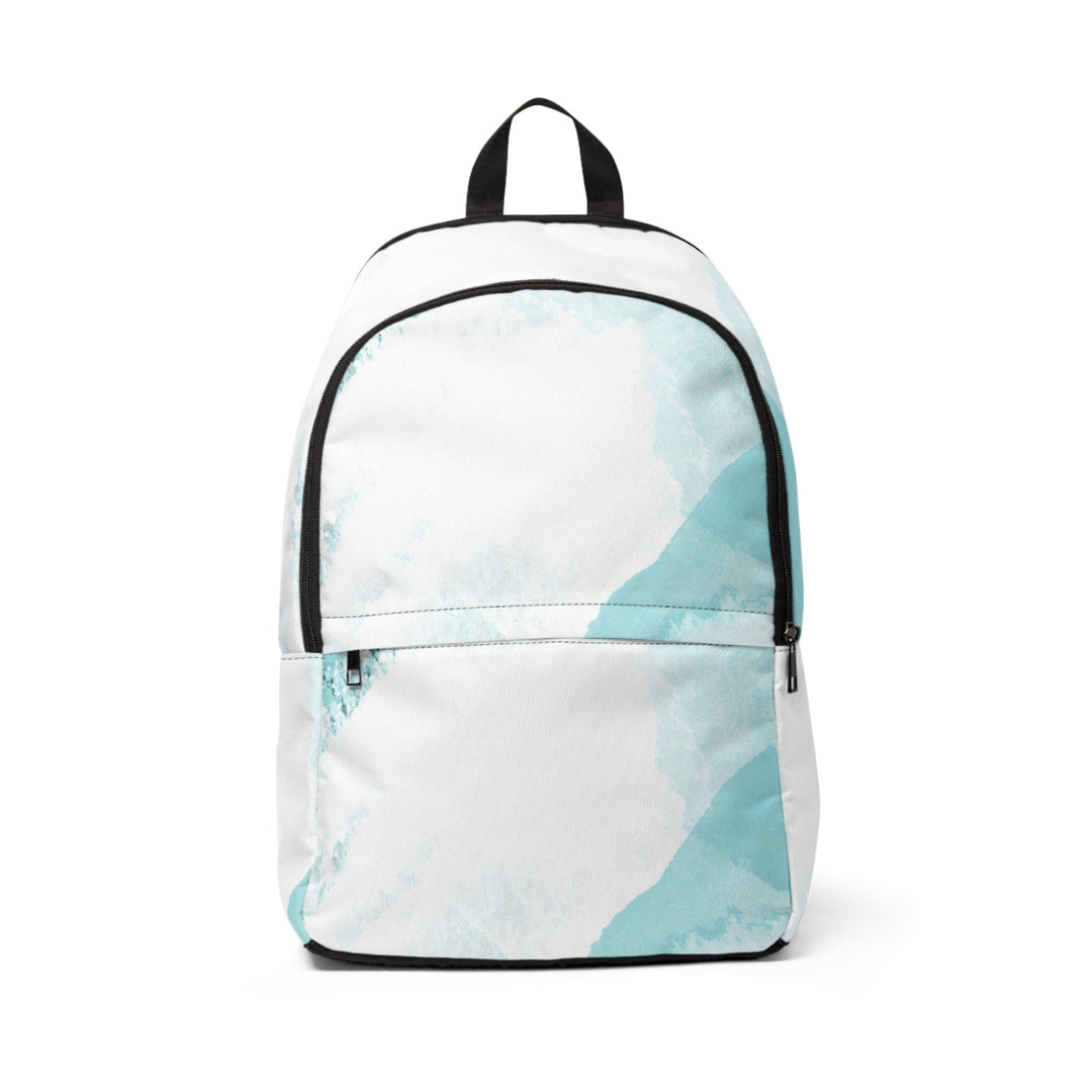 Fashion Backpack Waterproof Subtle Abstract Ocean Blue and White Print - Bags