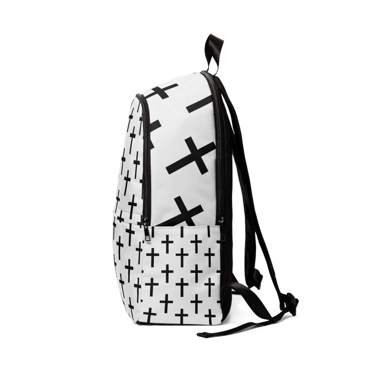 Fashion Backpack Waterproof White Black Cross Print - Bags | Backpacks