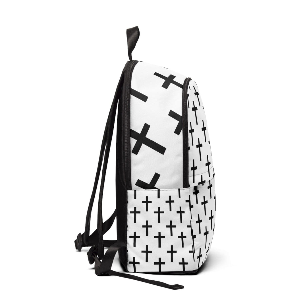 Fashion Backpack Waterproof White Black Cross Print - Bags | Backpacks