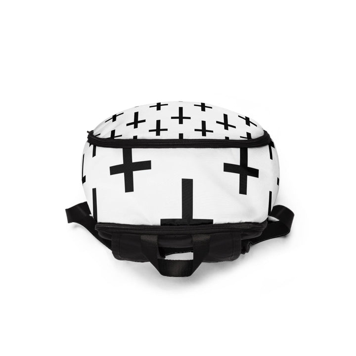 Fashion Backpack Waterproof White Black Cross Print - Bags | Backpacks