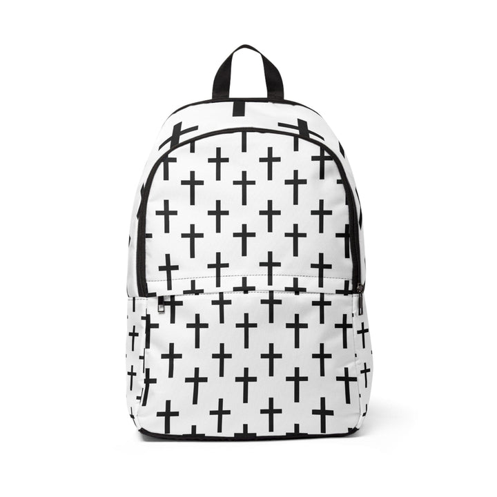 Fashion Backpack Waterproof White Black Cross Print - Bags | Backpacks