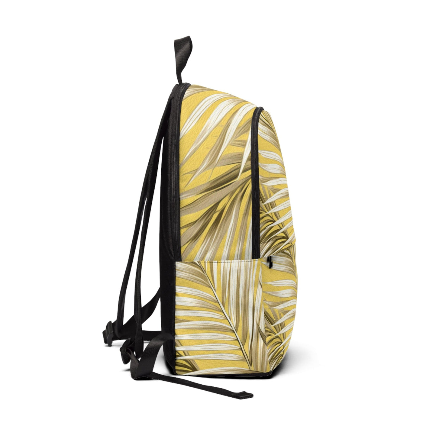 Fashion Backpack Waterproof White Brown Palm Leaves - Bags