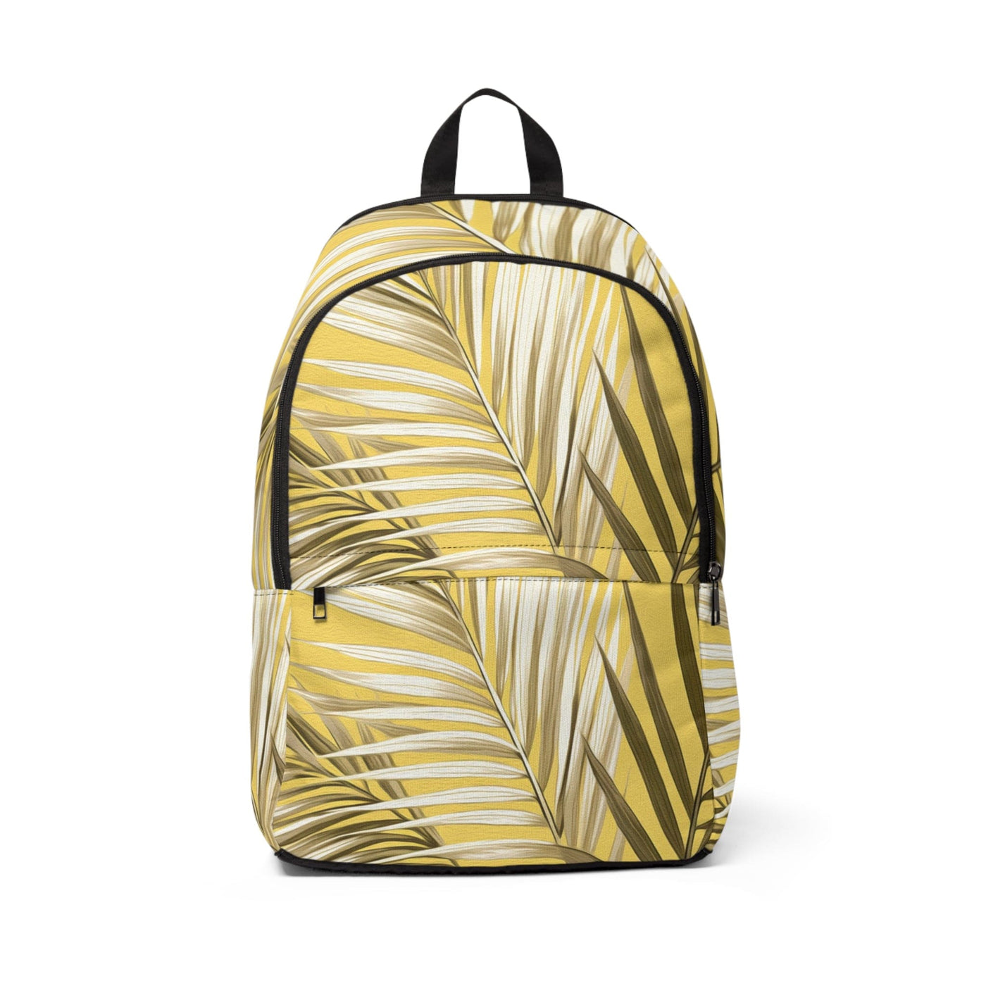 Fashion Backpack Waterproof White Brown Palm Leaves - Bags