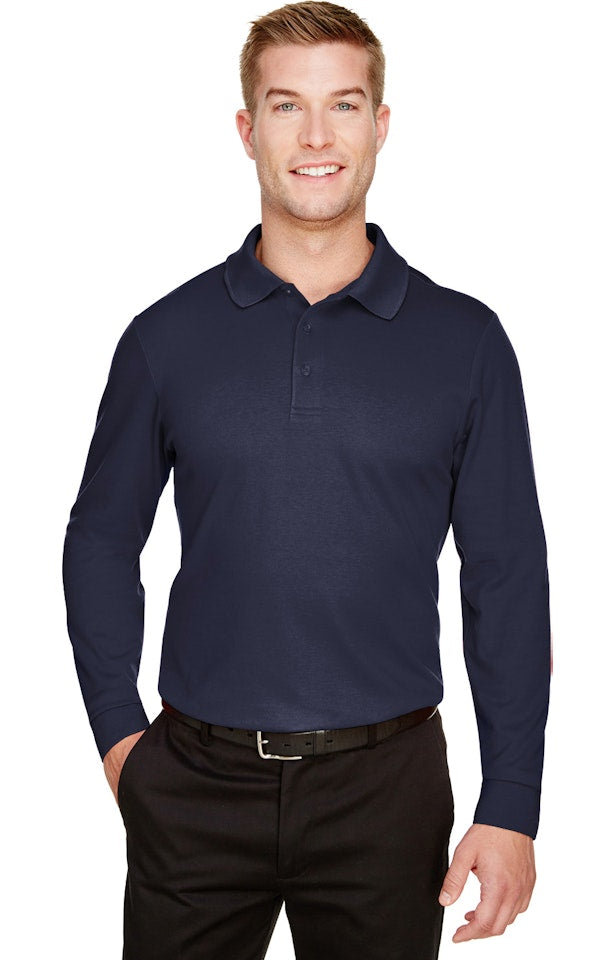 Devon & Jones CrownLux Performance Men's Plaited Long Sleeve Polo | Embroidery