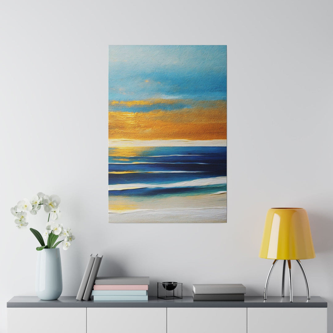 Wall Decor Giclee Fine Art Print - Blue Ocean Golden Sunset Print - Decorative