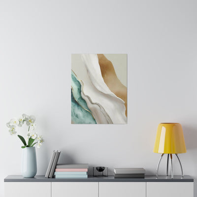 Fine Wall Art Print Home Office Decor Cream White Green Marbled - Canvas