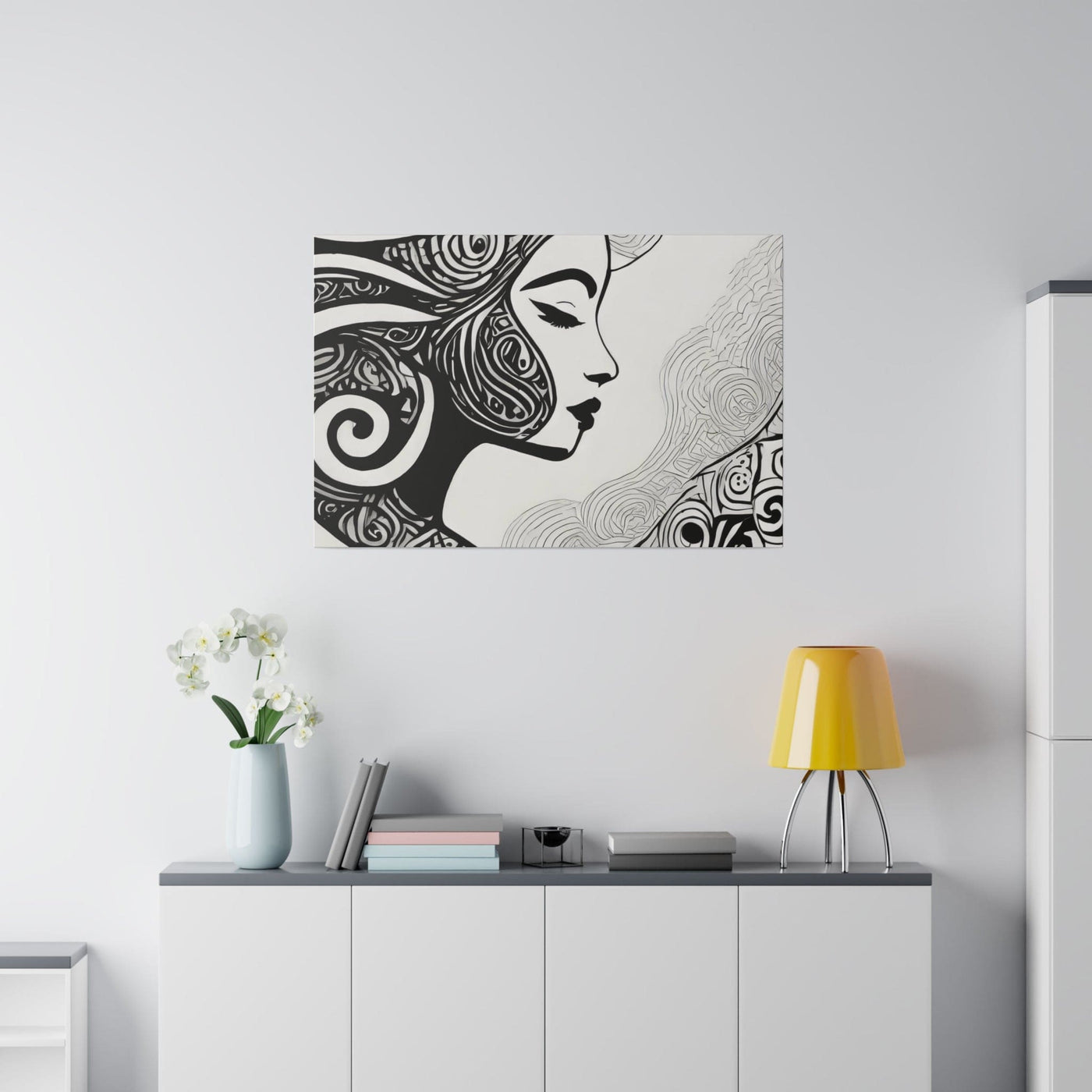 Fine Wall Art Print Home Office Decor Female Black Line 7134 - Canvas