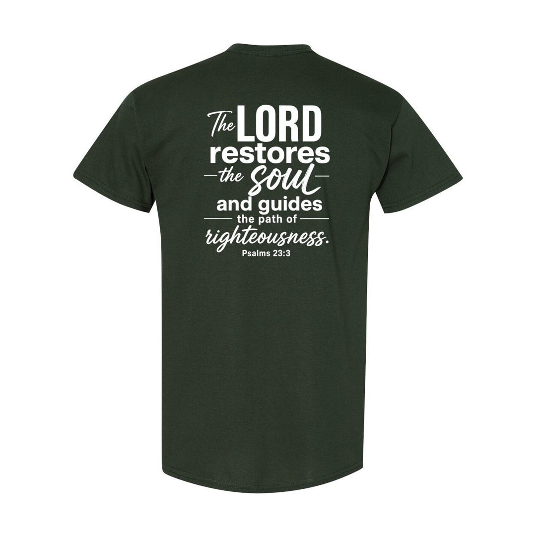 Graphic T-Shirt Inspirational Apparel inspired by Biblical Scripture Psalm 23:3
