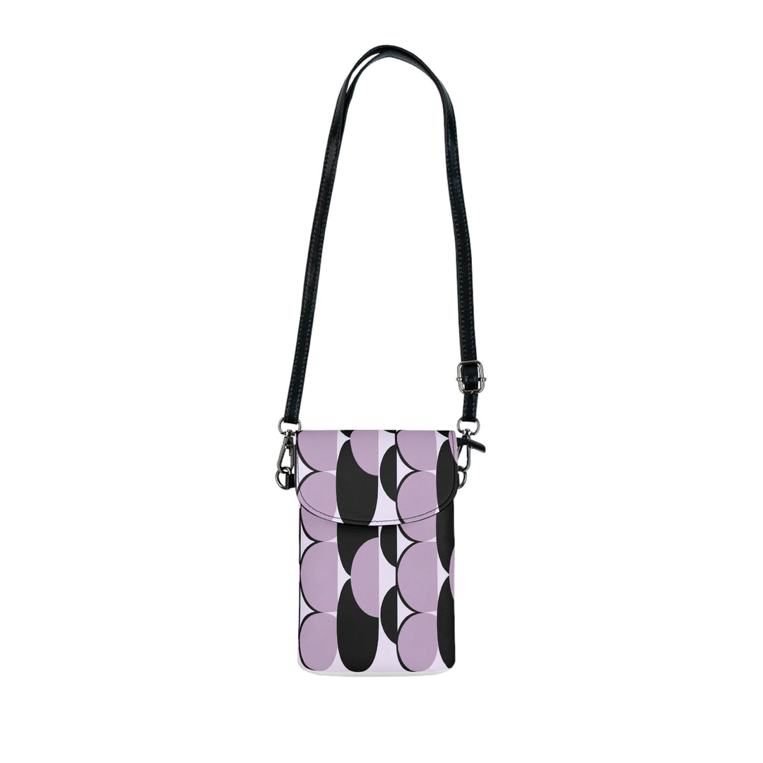 Geometric Lavender and Black Pattern Crossbody Cell Phone Wallet Purse - Bags