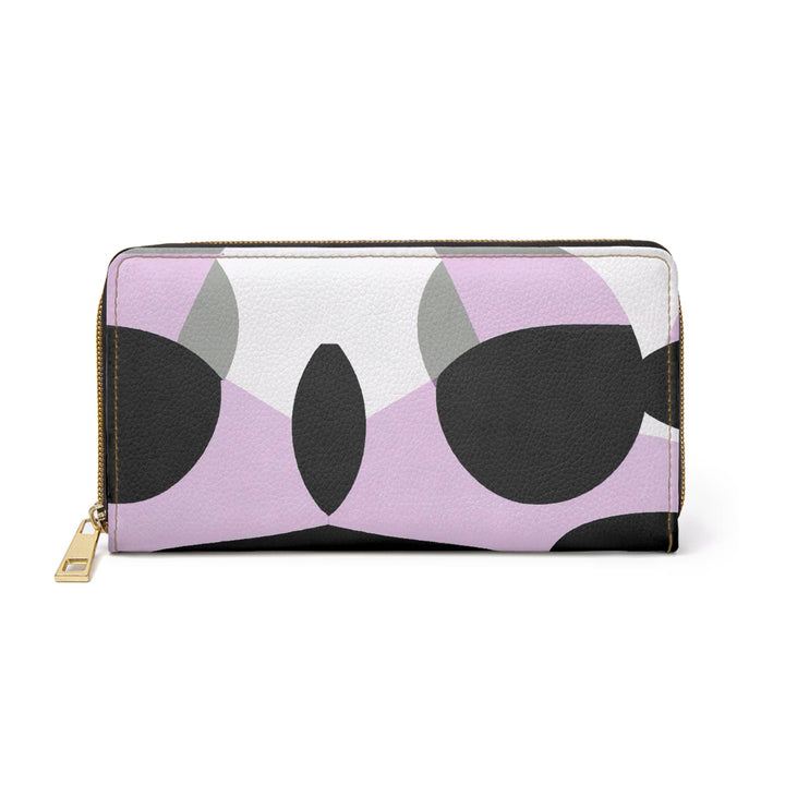 Geometric Lavender and Black Pattern Womens Zipper Wallet Clutch Purse - Bags