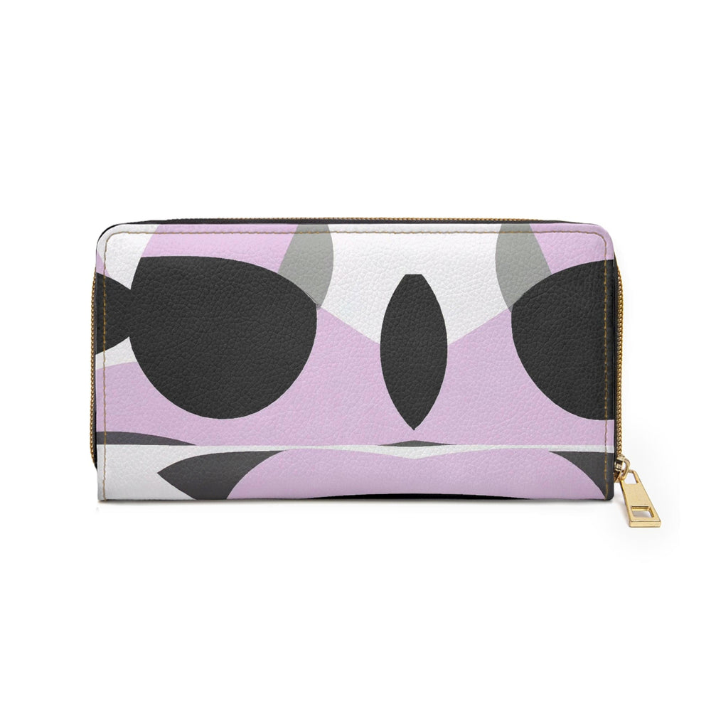 Geometric Lavender and Black Pattern Womens Zipper Wallet Clutch Purse - Bags