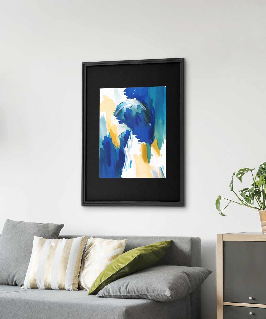 Wall Decor - Giclee Poster Art Print - Blue Abstract Watercolors