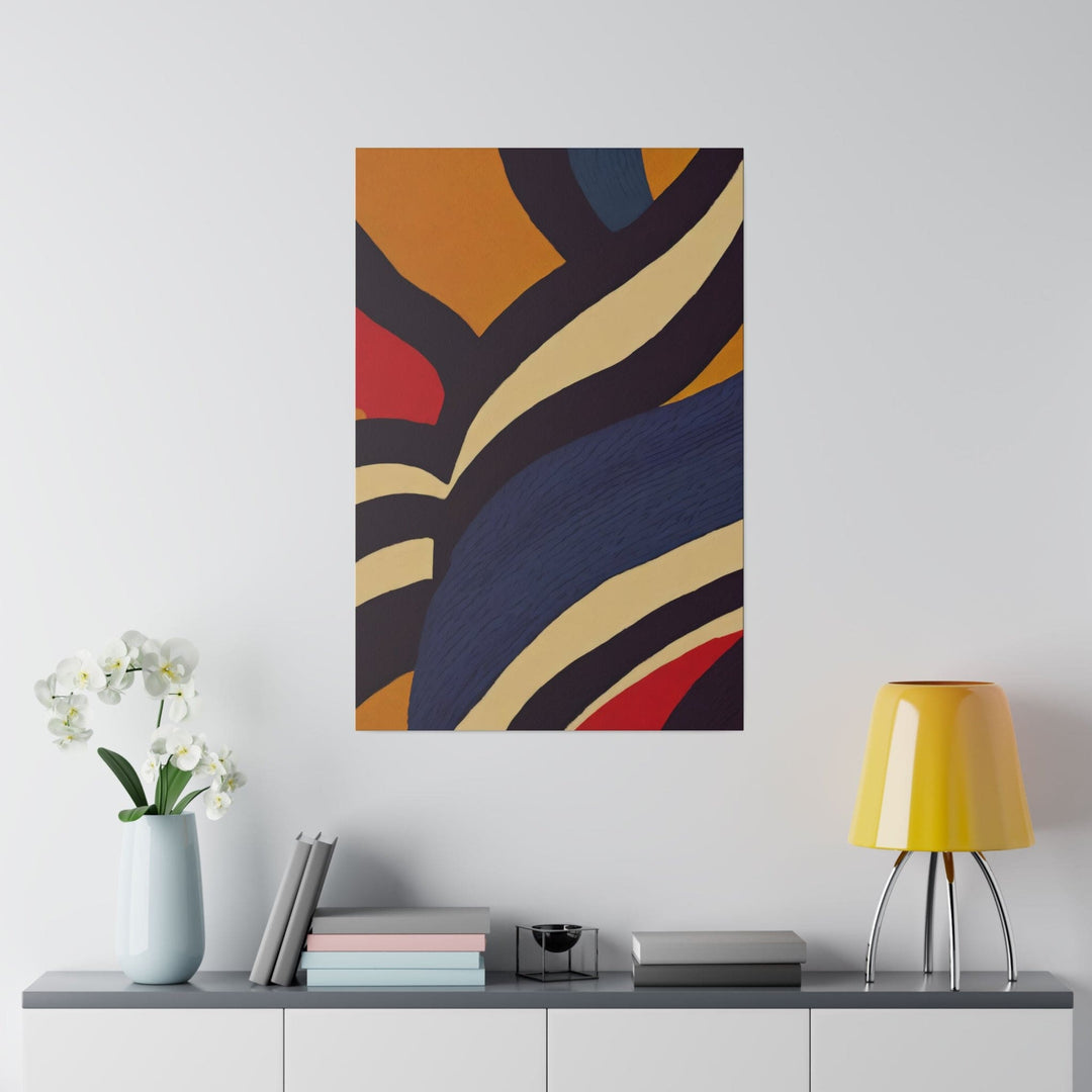 Wall Decor - Giclee Poster Art Print - Brown Red Blue Colorblock Lines